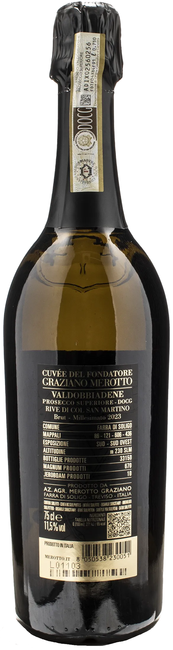 Graziano Merotto Valdobbiadene Prosecco Rive Col San Martino Cuvee del Fondatore Brut 2023 - Image 2