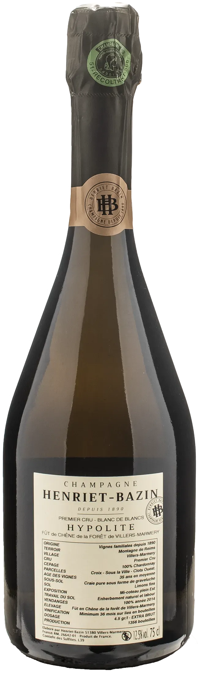 Henriet Bazin Champagne Hypolite Fut de Chene 1er Cru Blanc De Blancs Extra Brut - Image 2