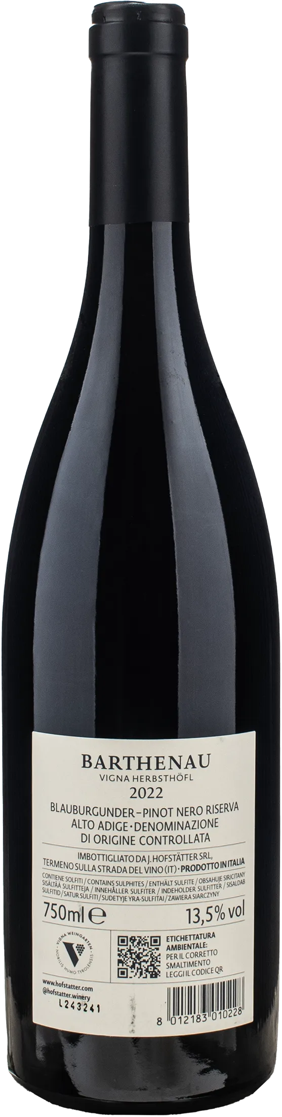 J.Hofstatter Barthenau Vigna Herbsthofl Pinot Nero 2022 - Image 2