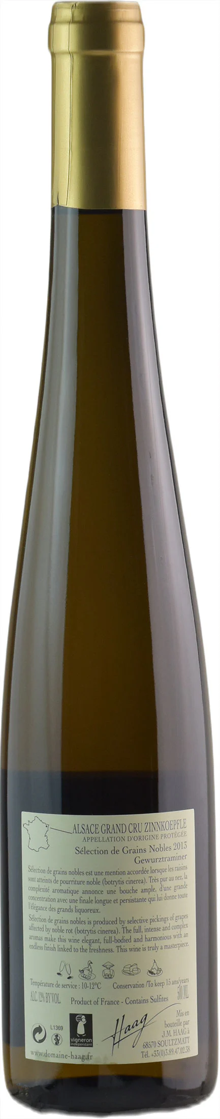 Jean Marie Haag Alsace Grand Cru Gewurztraminer Zinnkoepfle Selection de Grains Nobles 0.5L 2013 - Image 2