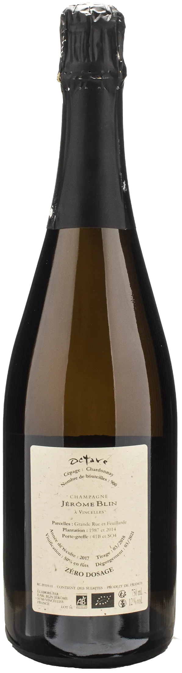 Jerome Blin Champagne Cuvee Octave Chardonnay Zero Dosage - Image 2