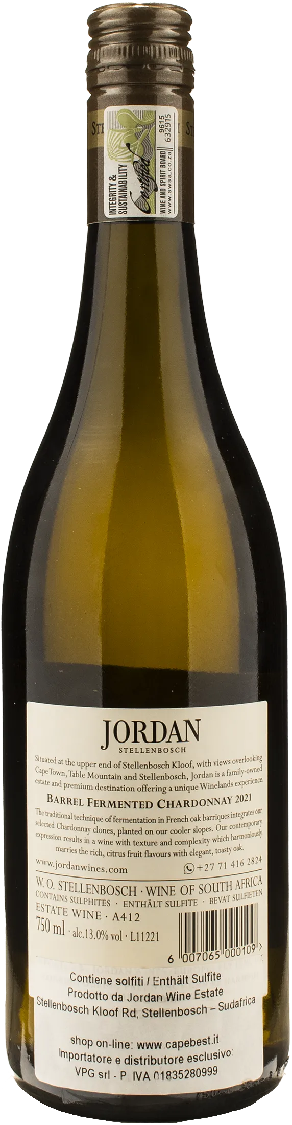 Jordan Barrel Fermented Chardonnay 2021 - Image 2