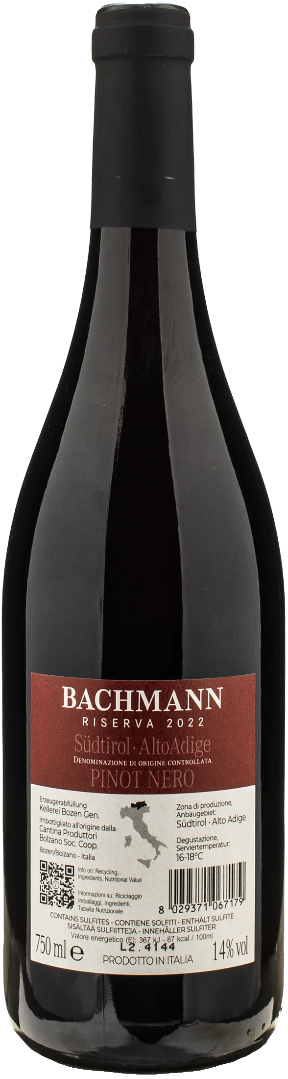 Kellerei Bozen Bachmann Pinot Nero Riserva 2022 - Image 2