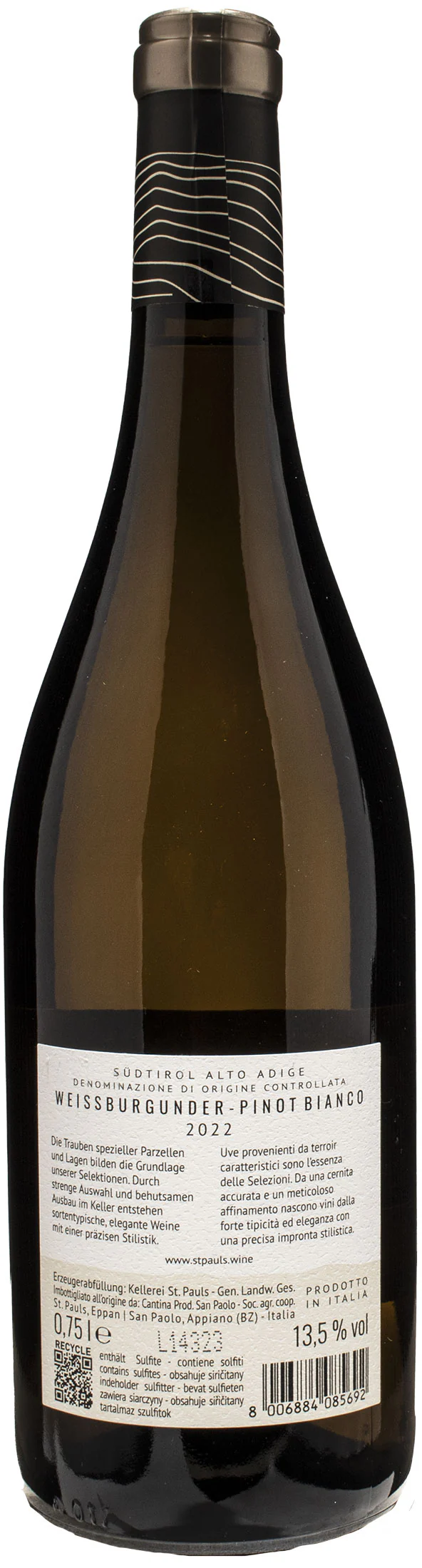Kellerei St Pauls Pinot Bianco Plotzner 2022 - Image 2