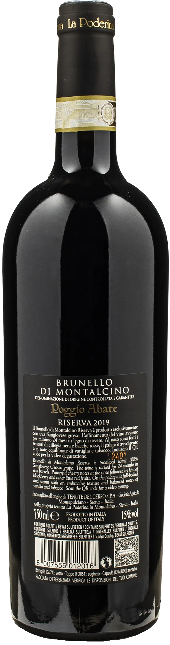 La Poderina Brunello Montalcino Riserva Poggio Abate 2019 - Image 2