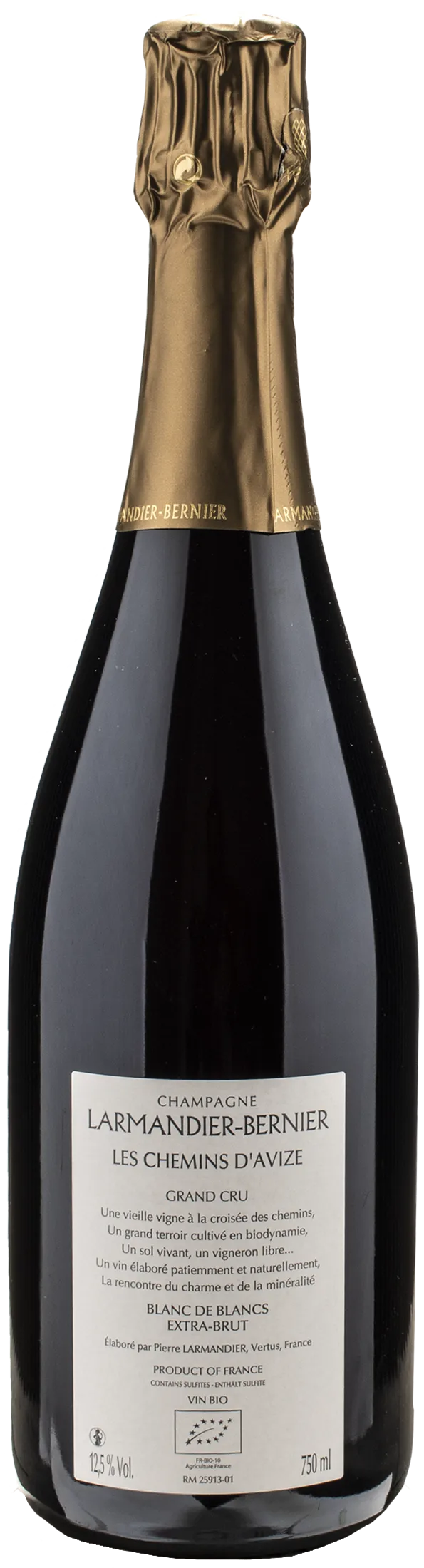 Larmandier Bernier Champagne Grand Cru Blanc de Blancs Les Chemins d'Avize Extra Brut 2016 - Image 2