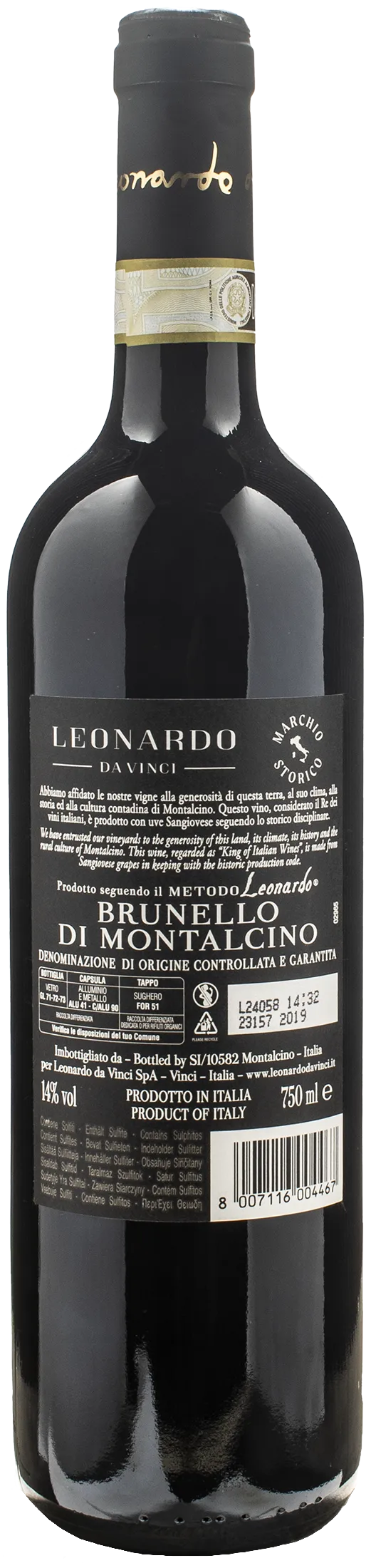 Leonardo da Vinci Vitruviano Brunello di Montalcino 2019 - Image 2