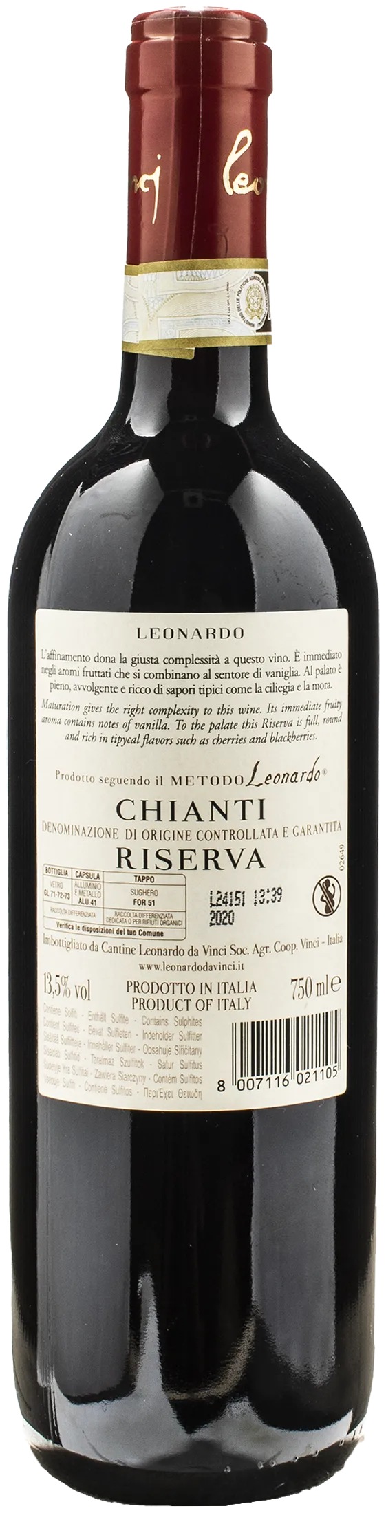 Leonardo da Vinci Vitruviano Chianti Riserva 2020 - Image 2