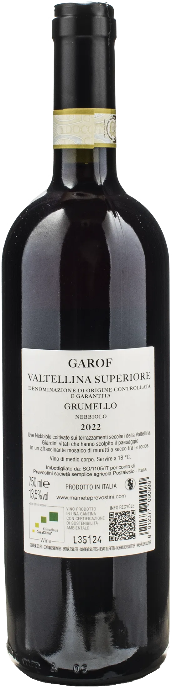 Mamete Prevostini Grumello Valtellina Superiore Garof 2022 - Image 2