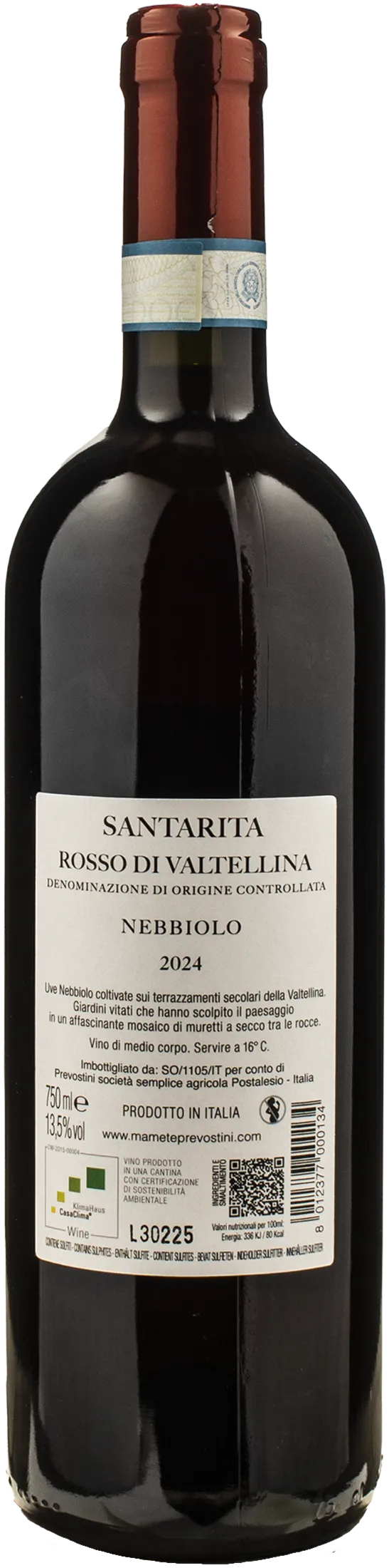 Mamete Prevostini Rosso di Valtellina Nebbiolo Santarita 2024 - Image 2