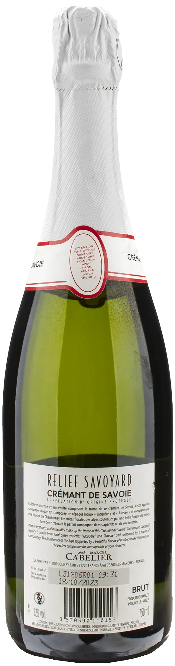Marcel Cabelier Cremant de Savoie Relief Savoyard Brut - Image 2