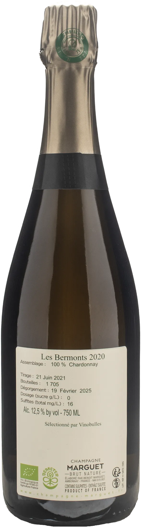 Marguet Champagne Les Bermonts Grand Cru Brut Nature 2020 - Image 2