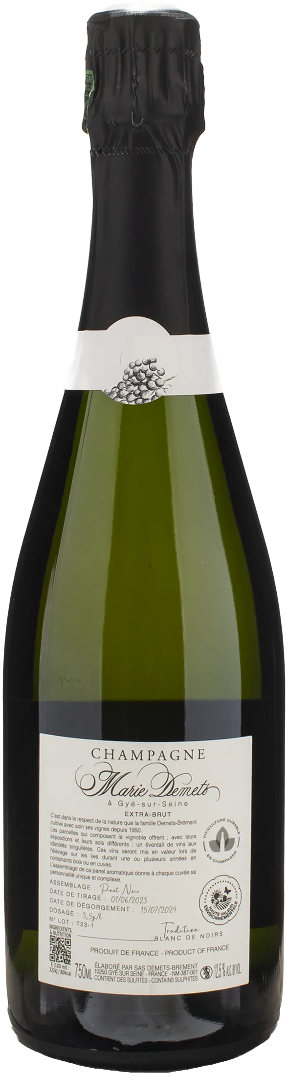 Marie Demets Champagne Blanc de Noir Tradition Extra Brut - Image 2
