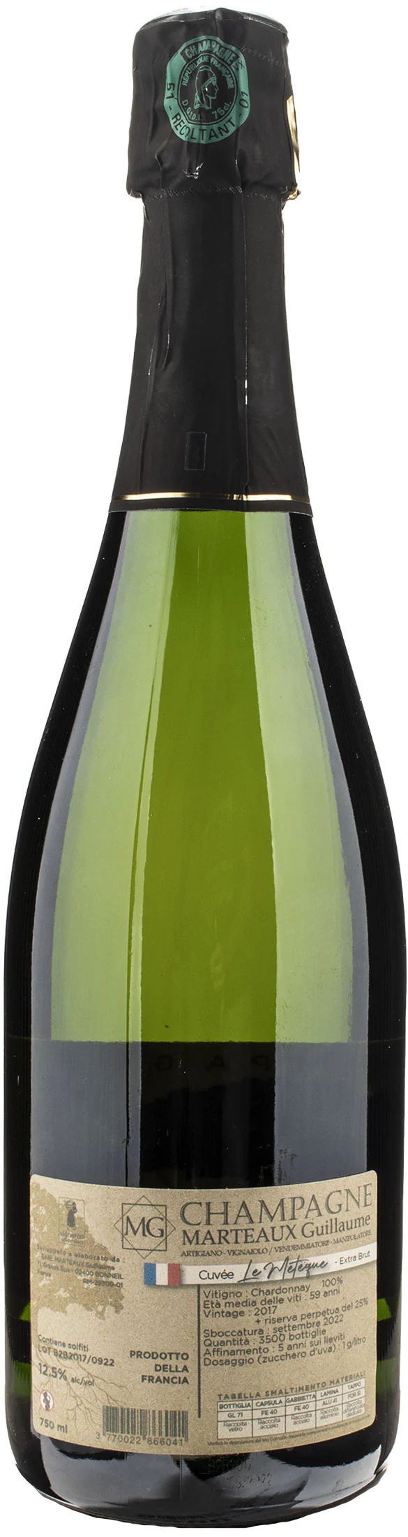 Marteaux Guillaume Champagne Chardonnay Le Meteque Extra Brut - Image 2