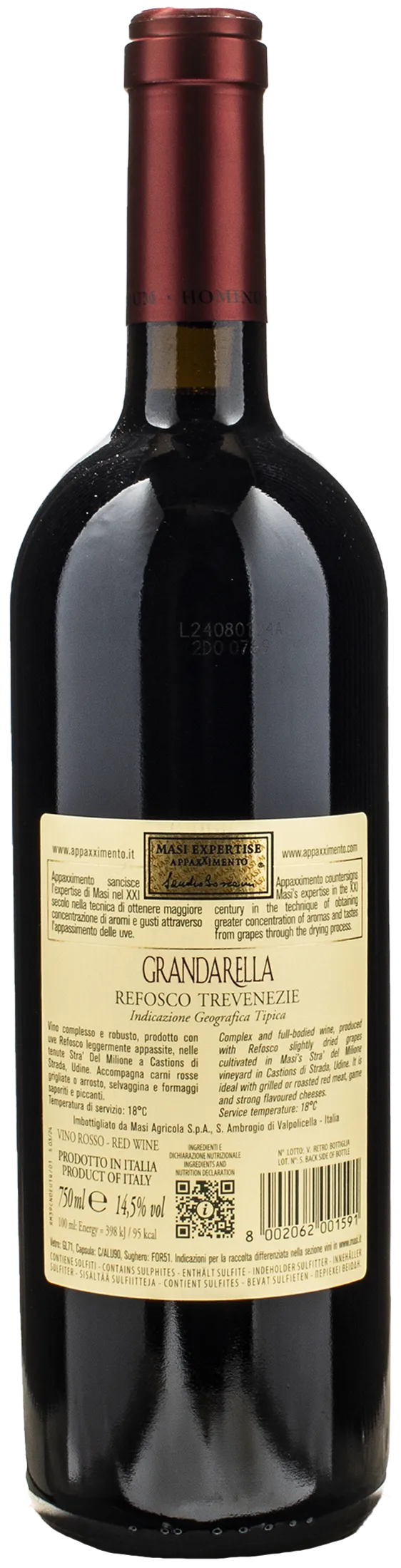 Masi Grandarella Refosco Trevenezie Vintage Millesime 2018 - Image 2