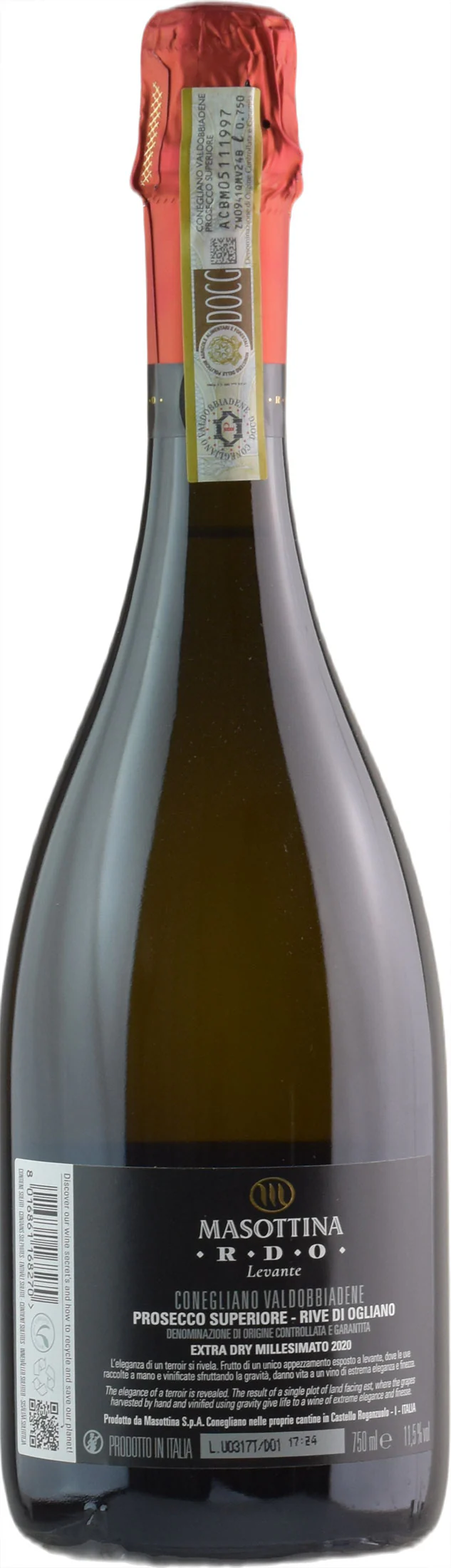 Masottina Conegliano Valdobbiadene Prosecco Superiore Millesimato Le Rive di Ogliano Extra Dry 2020 - Image 2