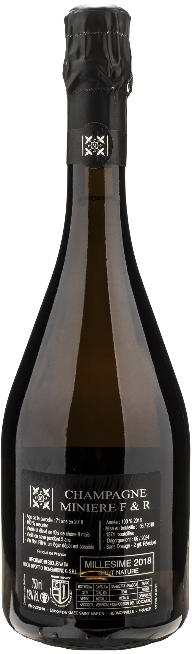 Miniere F&R Champagne La Vigne a Alfred Blanc de Noirs Brut Nature 2018 - Image 2