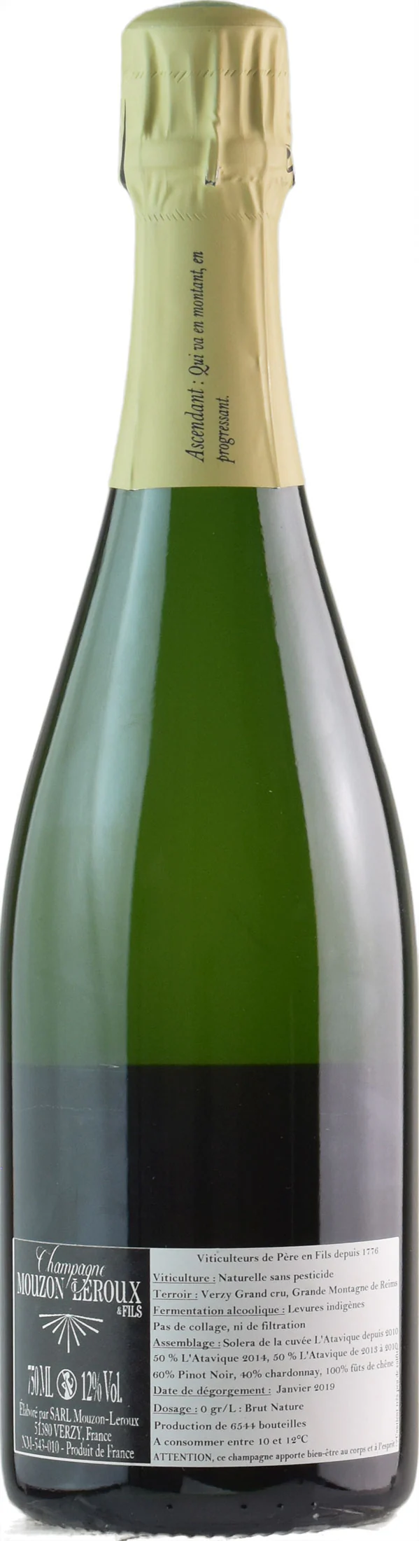 Mouzon-Leroux Champagne Grand Cru L'Ascendant Solera Brut Nature - Image 2