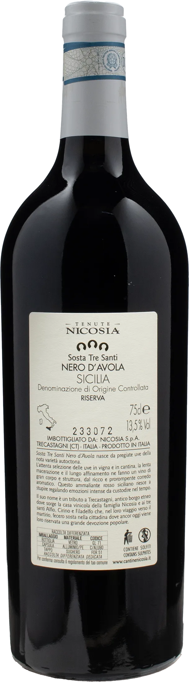 Nicosia Sosta Tre Santi Nero d'Avola Riserva 2019 - Image 2