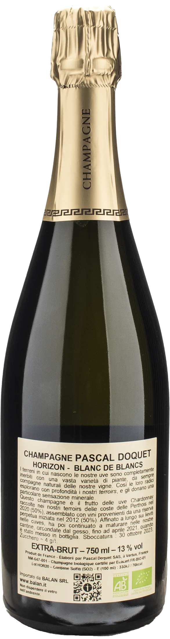 Pascal Doquet Champagne Blanc de Blanc Horizon Extra Brut - Image 2