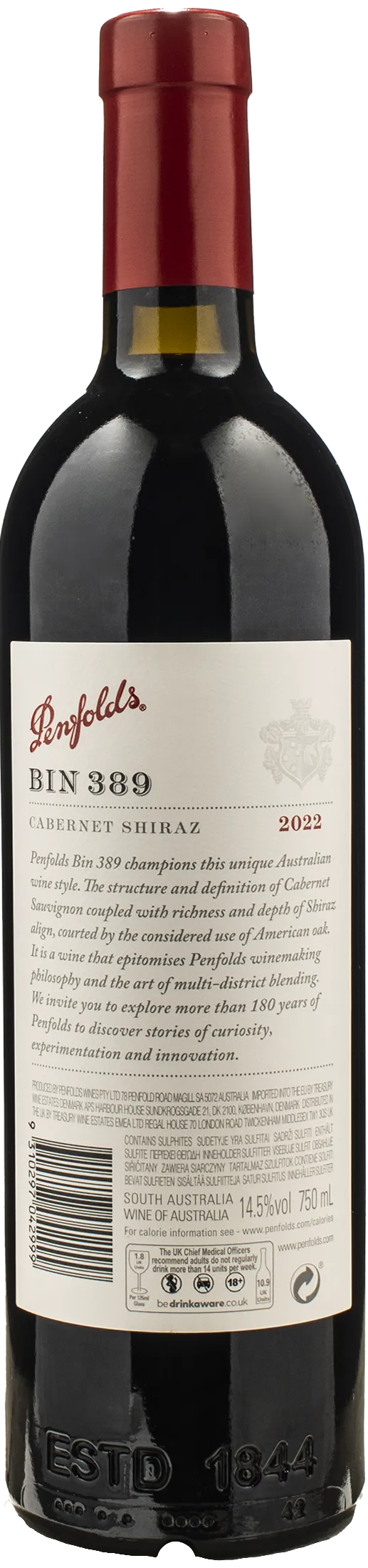 Penfolds Bin 389 Cabernet Shiraz 2022 - Image 2