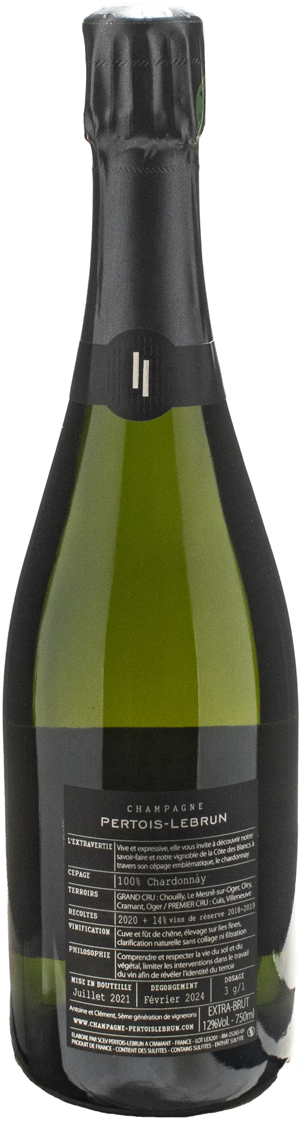 Pertois Lebrun Champagne Grand Cru Blanc de Blancs L'Extravertie Extra Brut - Image 2
