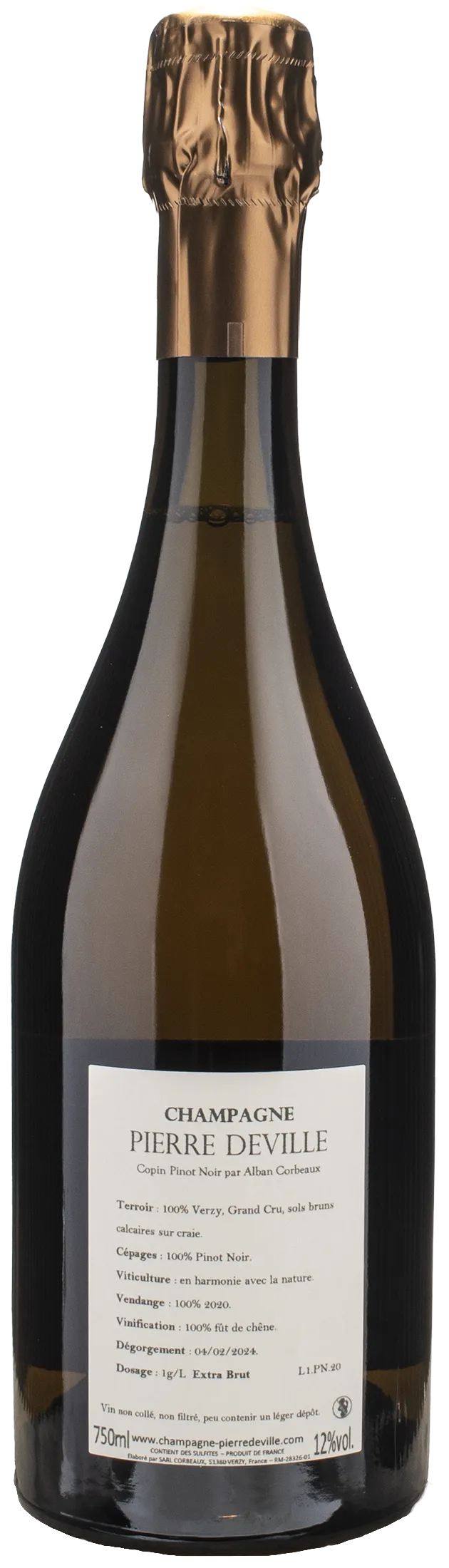 Pierre Deville Champagne Copin Pinot Noir Grand Cru Extra Brut 2020 - Image 2