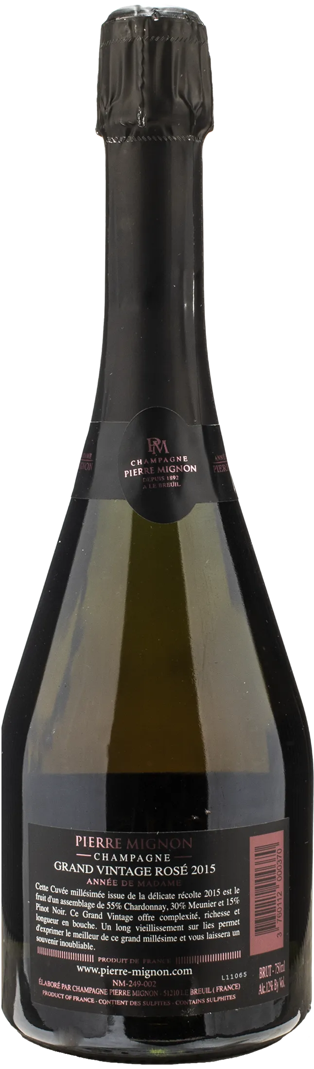 Pierre Mignon Champagne Annee de Madame Grand Vintage Brut Rosè 2015 - Image 2