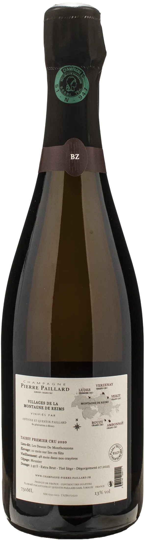 Pierre Paillard Champagne 1er Cru Taissy Vieilles Vignes Meunier Extra Brut 2020 - Image 2