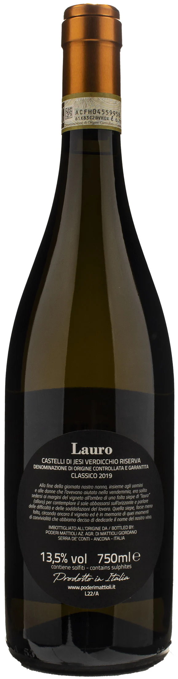 Poderi Mattioli Verdicchio Castelli di Jesi Classico Lauro Riserva 2019 - Image 2