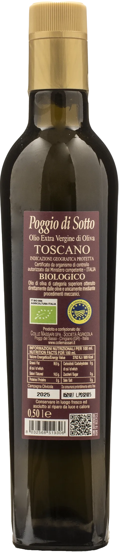 Poggio di Sotto Extra Virgin Olive Oil 0.5L 2025 - Image 2