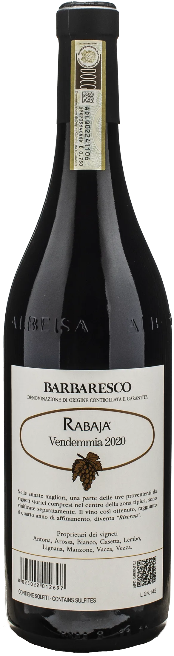 Produttori del Barbaresco Barbaresco Rabaja Riserva 2020 - Image 2