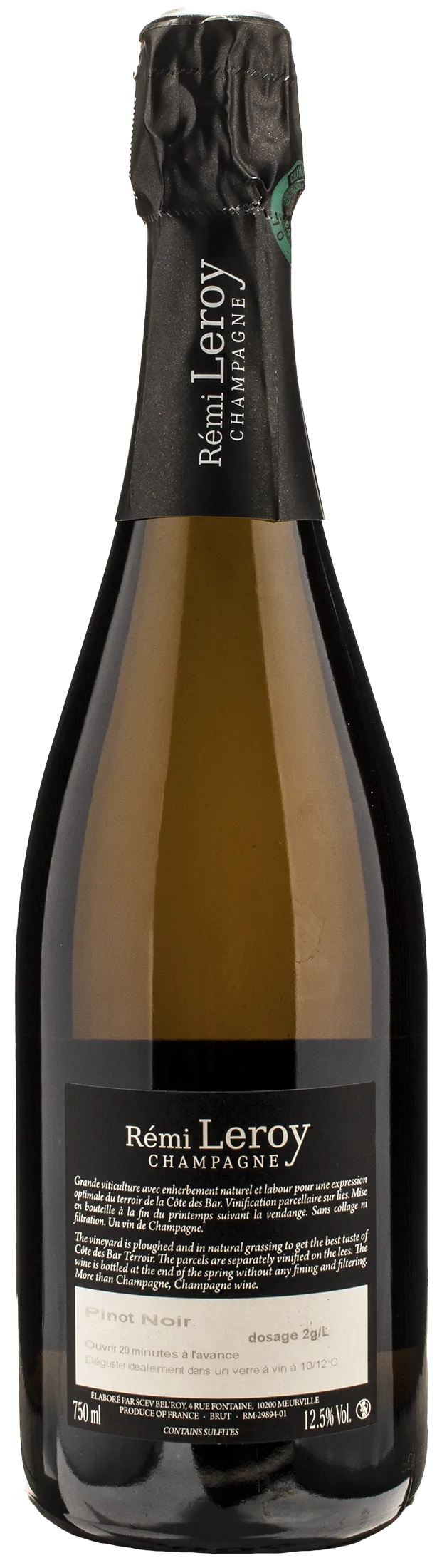 Remi Leroy Champagne Blanc de Noirs Pinot Noir 2019 - Image 2