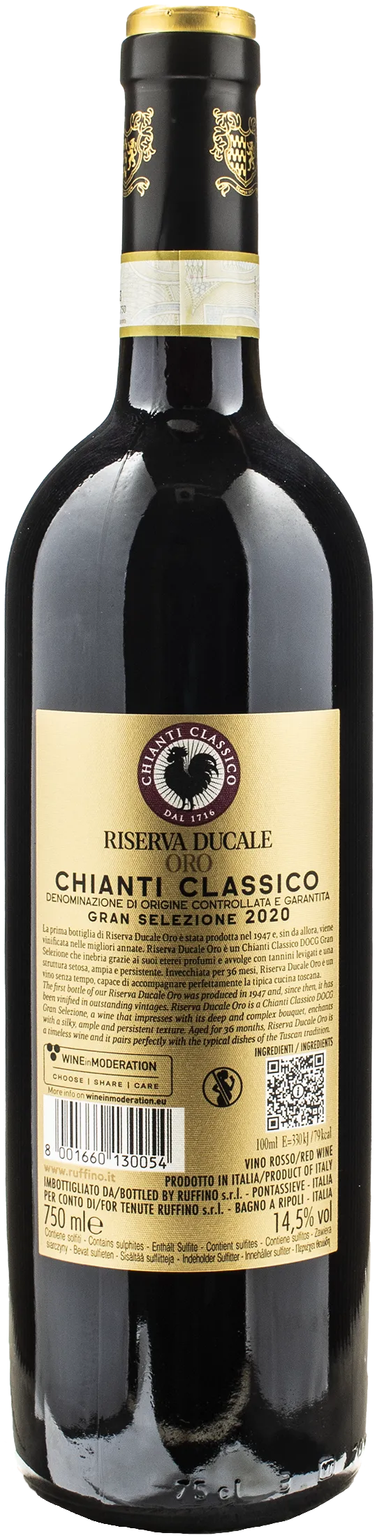 Ruffino Chianti Classico Gran Selezione Riserva Ducale Oro 2020 - Image 2