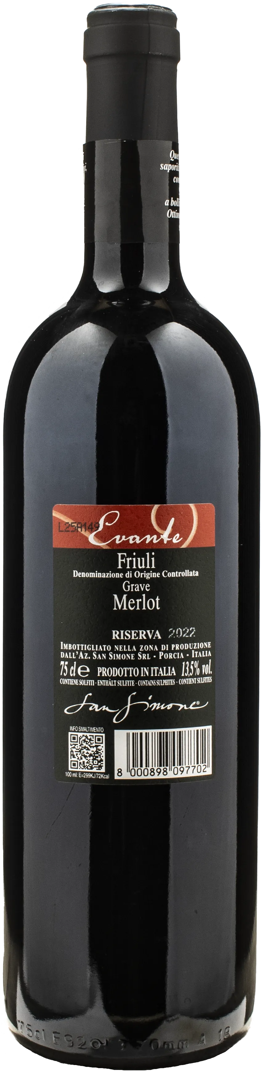 San Simone Merlot Riserva Evante 2022 - Image 2