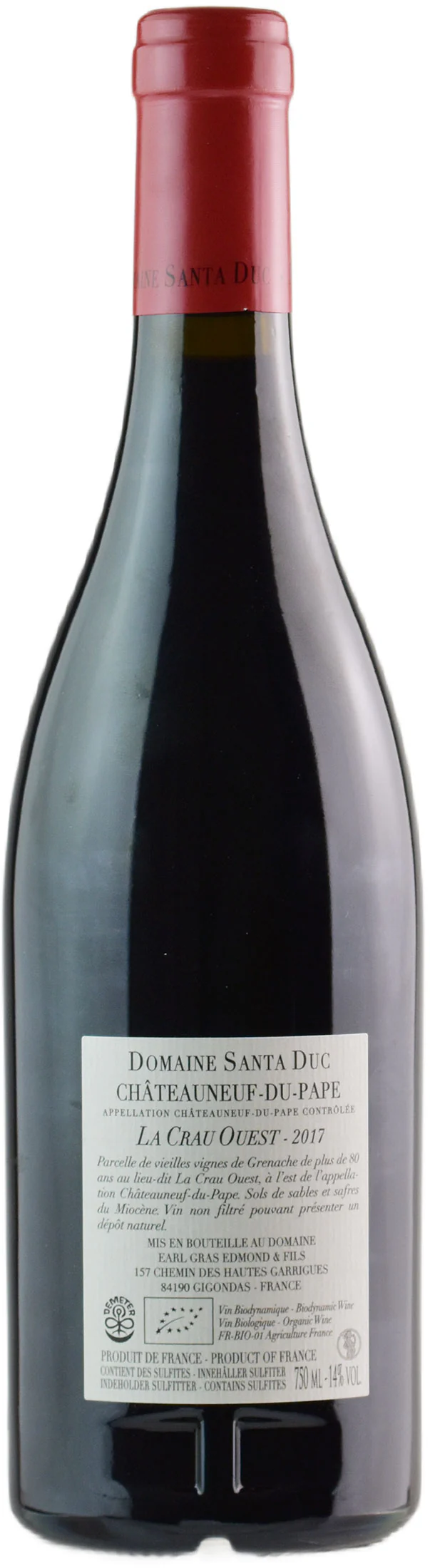 Santa Duc Chateauneuf du Pape Rouge La Crau Ouest 2017 - Image 2