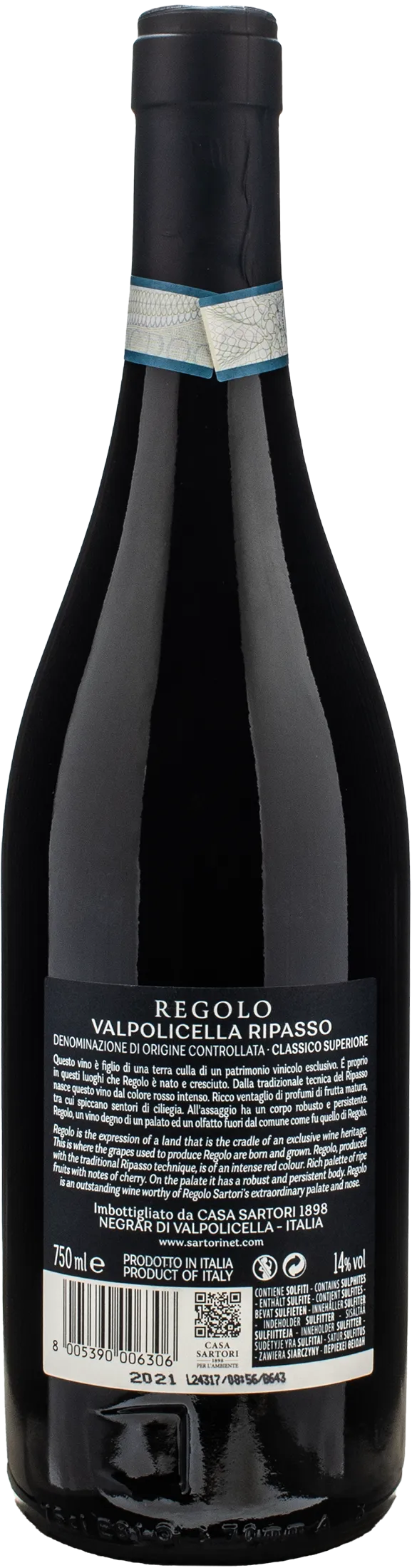 Sartori Valpolicella Ripasso Superiore Classico Regolo 2021 - Image 2