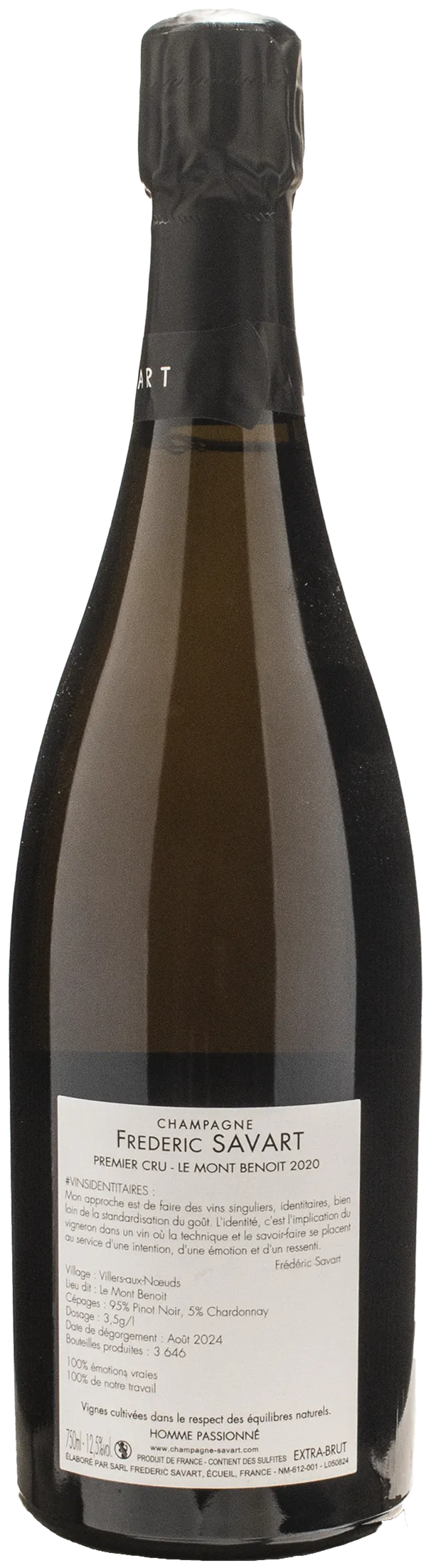 Savart Champagne 1er Cru Extra Brut Le Mont Benoit Villers Aux Noeuds 2020 - Image 2