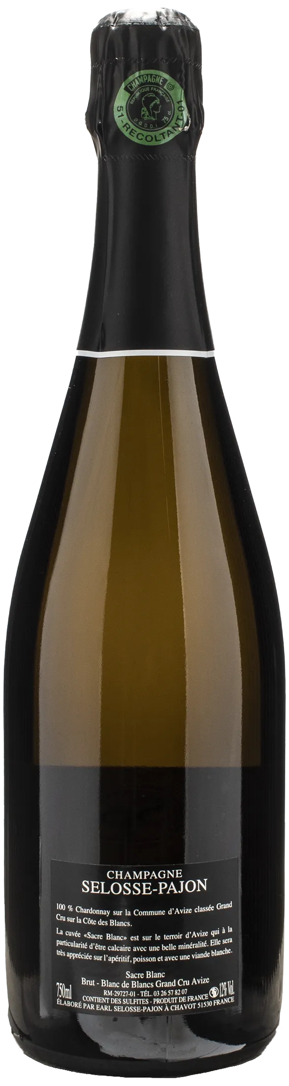 Selosse Pajon Champagne Grand Cru Blanc de Blancs Sacre Blanc - Image 2