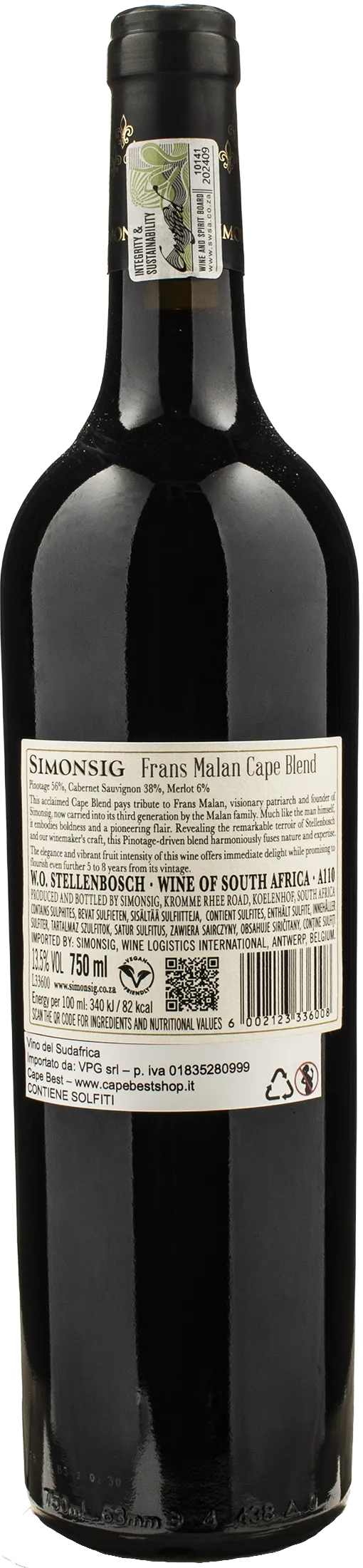 Simonsig Frans Malan Cape Blend 2021 - Image 2