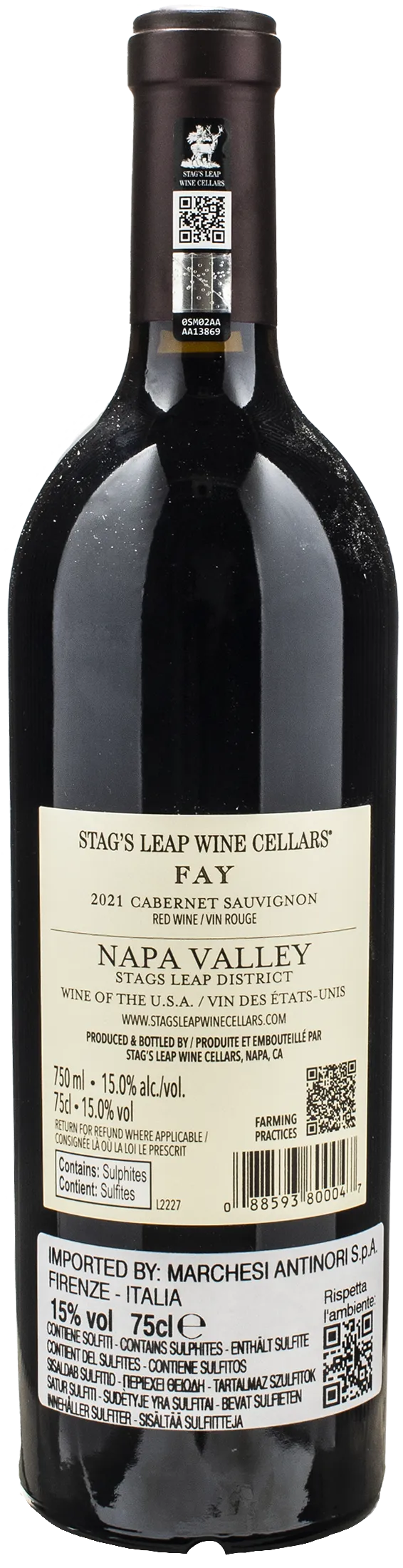 Stag's Leap Wine Cellars Fay Cabernet Sauvignon 2021 - Image 2