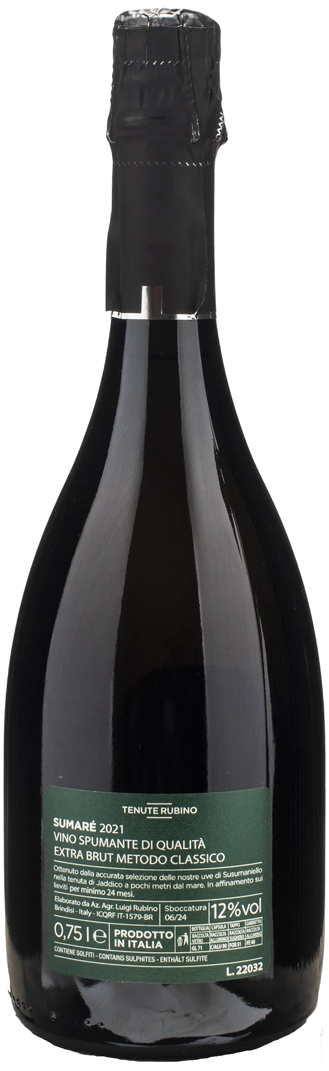 Tenute Rubino Metodo Classico Sumare Extra Brut 2021 - Image 2