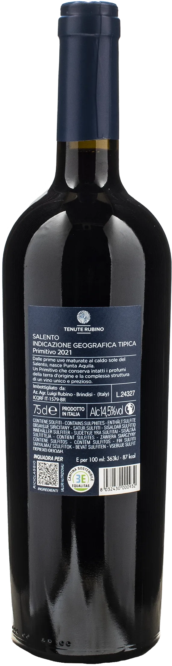Tenute Rubino Primitivo Punta Aquila 2021 - Image 2