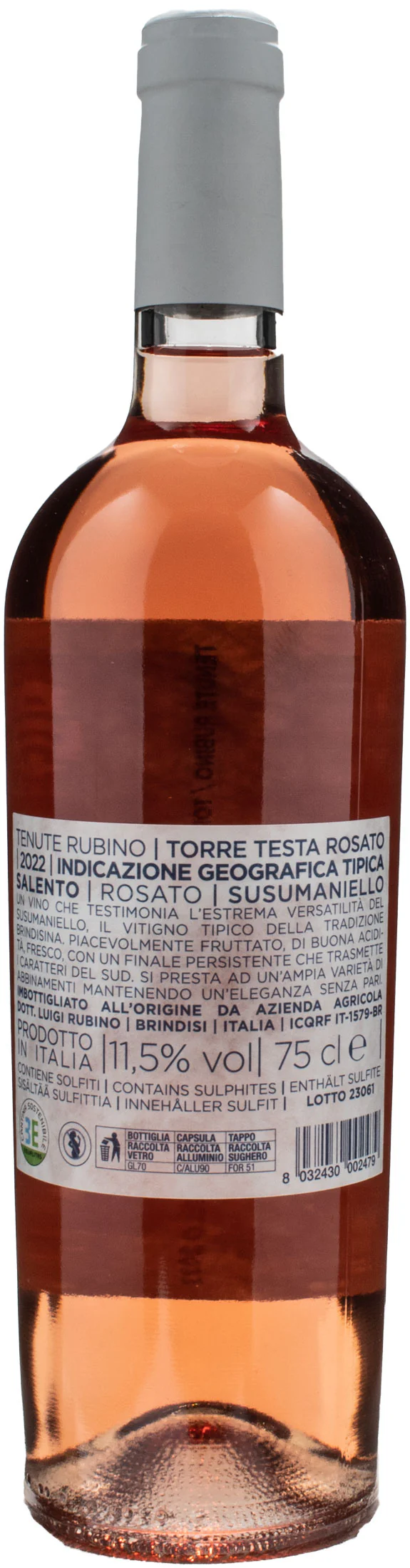 Tenute Rubino Susumaniello Torre Testa Rosè 2022 - Image 2
