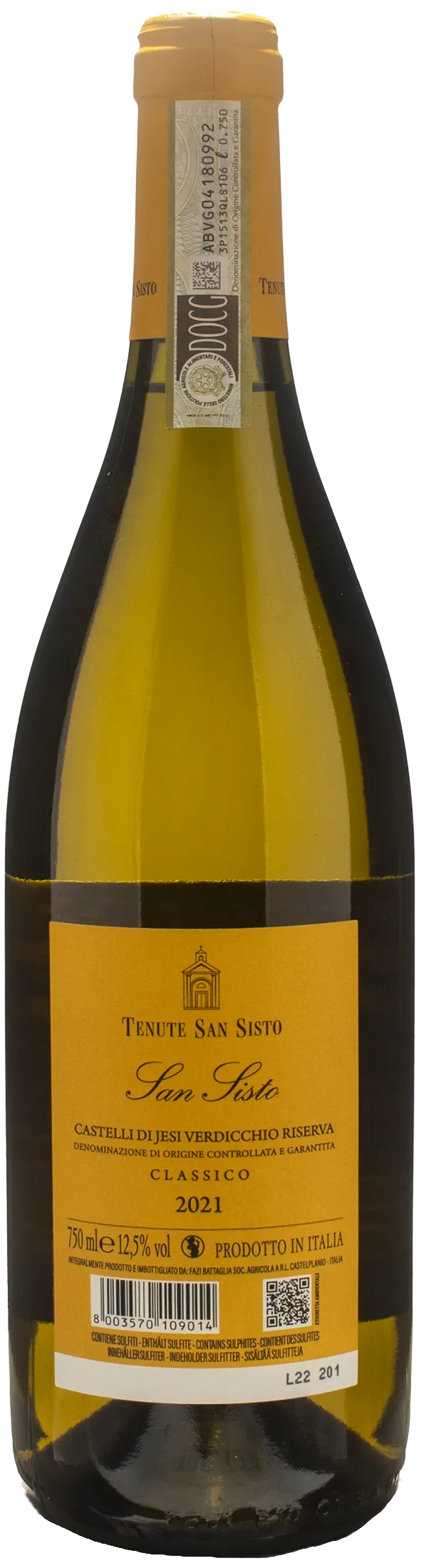 Tenute San Sisto Verdicchio Dei Castelli Di Jesi Classico San Sisto Riserva 2021 - Image 2