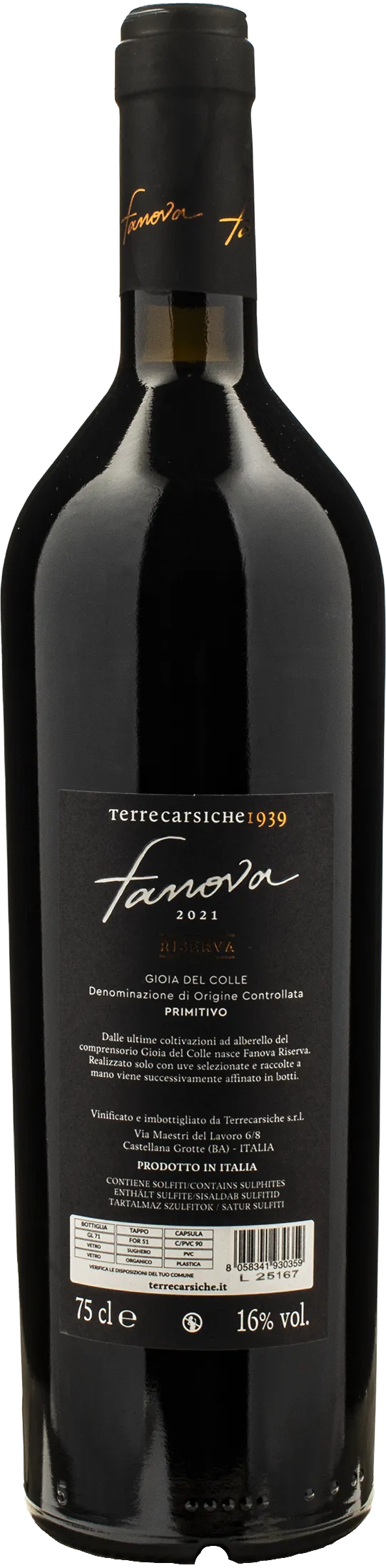 Terrecarsiche1939 Gioia del Colle Primitivo Fanova Riserva 2021 - Image 2