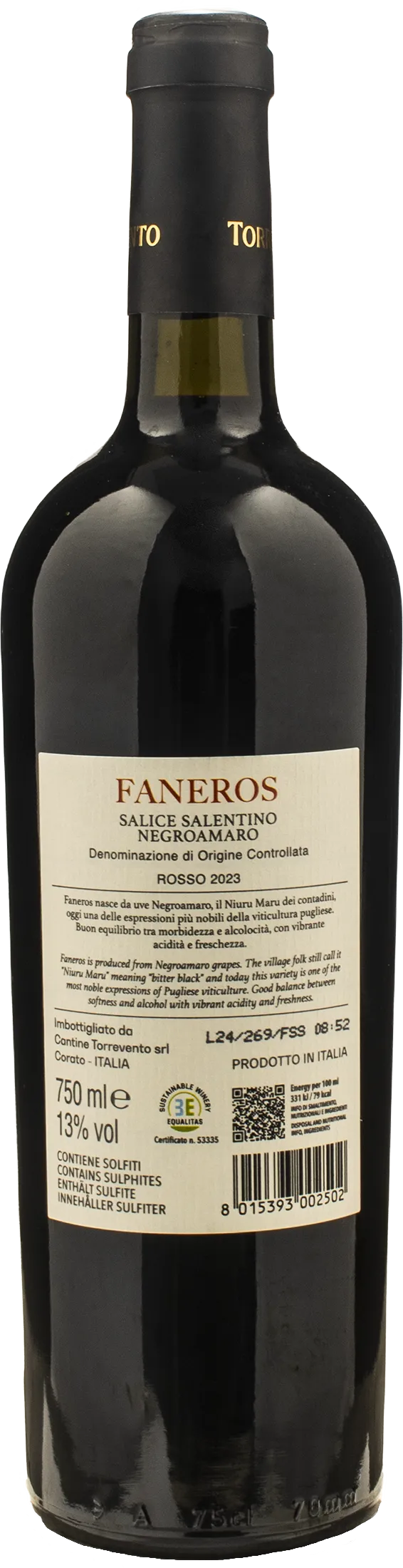 Torrevento Salice Salentino Negroamaro Faneros 2023 - Image 2