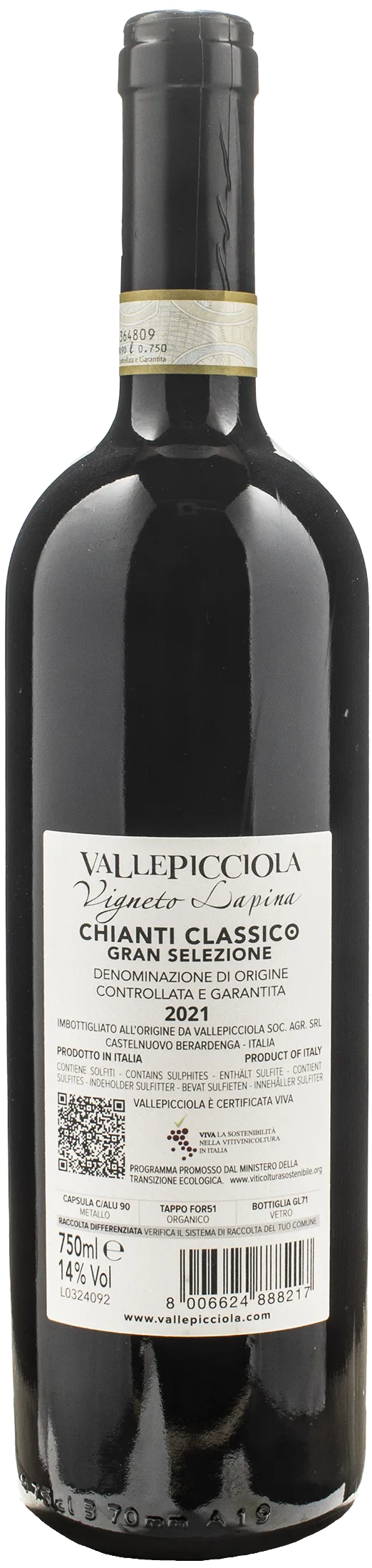 Vallepicciola Chianti Classico Gran Selezione Vigneto Lapina 2021 - Image 2