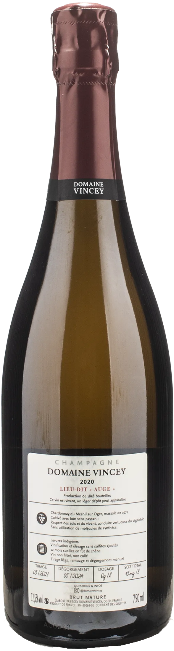 Vincey Champagne Grand Cru Auge Brut Nature 2020 - Image 2