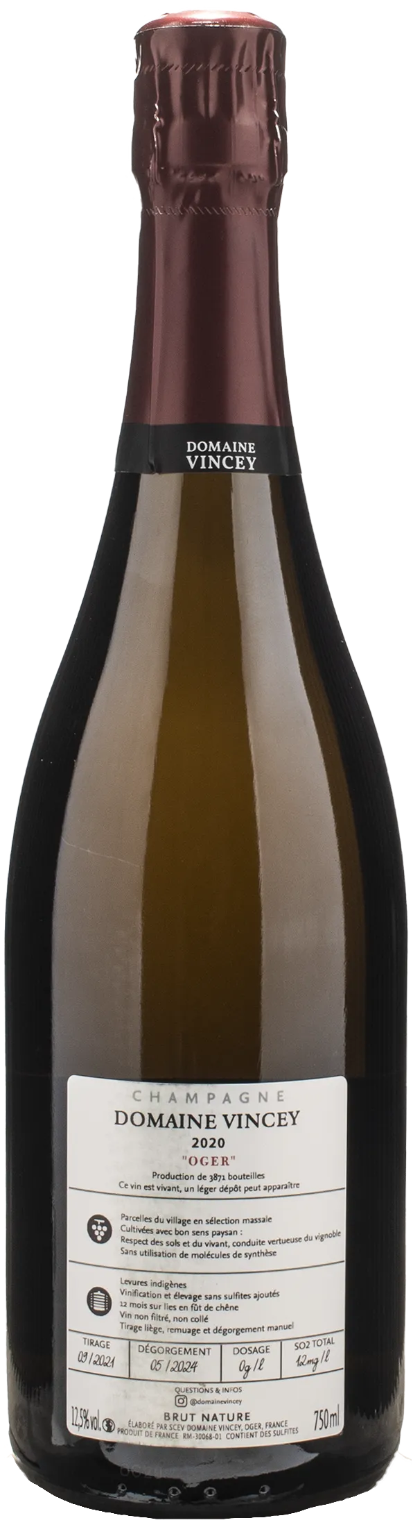 Vincey Champagne Grand Cru Oger Chardonnay Brut Nature 2020 - Image 2